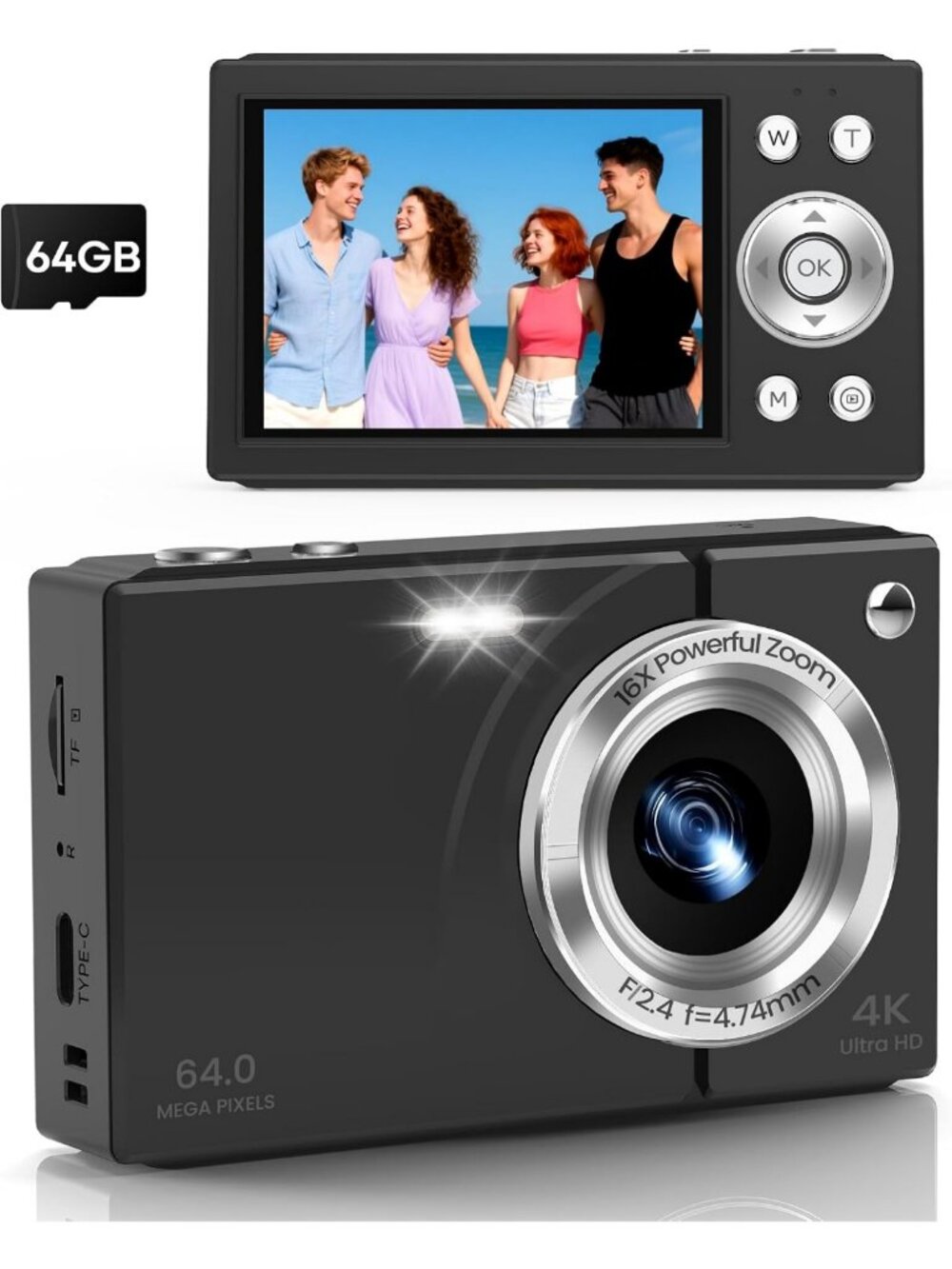 4K Vlogging Camera with Autofocus, 64GB Card & Built-in Battery - Perfect for